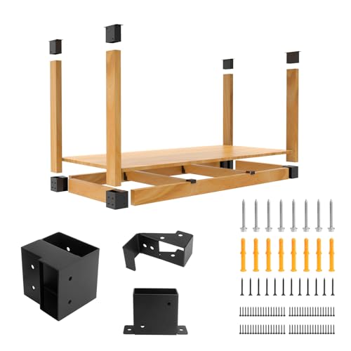 GOOCORREC Heavy Duty Overhead Garage Storage Rack Kit for 2x4 Wood (Actual 1.5"x3.5") - DIY Ceiling Storage System, 500 lbs Capacity, Easy Install, Metal Brackets (No Lumber Included)