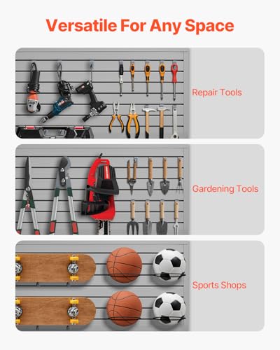 VEVOR Slat Wall Paneling, 2 x 4 ft, PVC Garage Slatwall with Modular Design, Grey Slat Wall Easy-to-Install Adjustable Slatwall Panel with Coupling Structure & DIY Cutting, Fits for Storage & Display