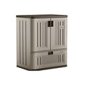 Suncast Base Storage Cabinet with Drawer for Garage Organization - Lockable Single-Drawer Organizer with Shelf for Garden Supplies, Paint Cans & Outdoor Tools, Multi-Wall Resin Construction, Platinum
