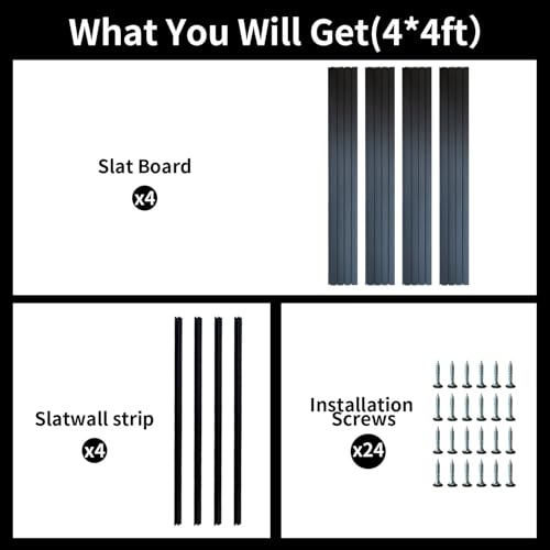 4Ft x 4Ft Slat Wall Paneling Garage Organization System - Heavy-Duty PVC Garage Storage System, Interlocking Wall Slat Panels, for Garage, Workshop, Office Tool Organization Hanging Boards