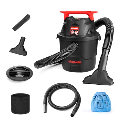 Shop-Vac 1.5 Gallon 2.0 Peak Wet/Dry Vacuum, Small Portable Shop Vacuum with Attachments, Mini for Garage, Car, Home and Pet