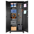 VEVOR Metal Storage Cabinet, 70.6 in Rolling Steel Garage Cabinet with Adjustable Shelves, 2 Magnetic Doors, Hanging Rod & 3 Rod Hooks, 5 Tiers Lockable Tool Storage for Pantry, Warehouse, Basement