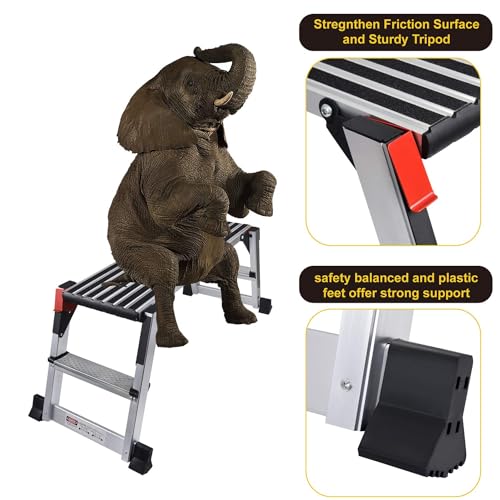 Aluminum Work Platform Large Size Step Stool Folding Portable Work Bench with Non-Slip Mat Capacity 660 LBS Heavy Duty 38" l X 15" w/660lbs