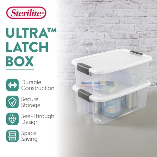 Sterilite 24-Pack Ultra Latching Box, Storage Bins with Lids, Clear Plastic, 18 Quart - Heavy-Duty Organizing Containers for Closet, Bathroom, and Office