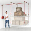 Overhead Garage Storage Lift Hoist, 400 lbs Ceiling Garage Hoist System with Hand Crank, Heavy Duty Double Rope Pulley Lift, Adjustable Garage Organizer for Bikes, Kayaks & Storage Bins (No Platform)