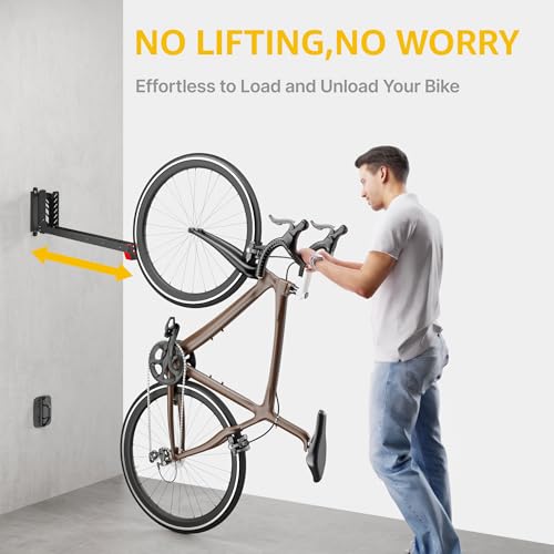 monTEK Swivel Bike Wall Mount, No Heavy Lifting Required Bike Wall Mount, Bike Hangers for Garage, Space-Saving Bike Rack Garage, Easy to Load and Unload, Bike Hanger Can Hold Up to 77 lbs, 2 Pack