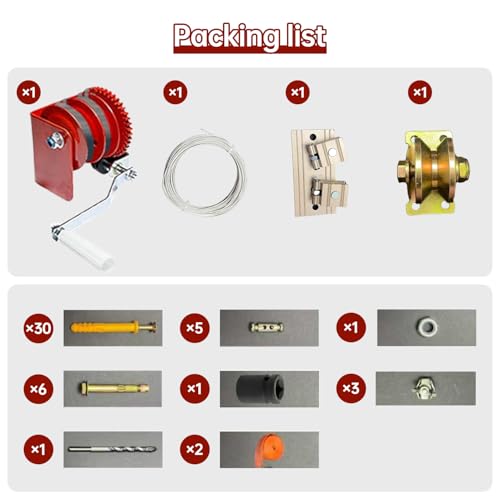 Heavy Duty Overhead Garage Storage Pulley Lift System, 300LBS Load Capacity, Ceiling Mounted Rack with Adjustable Height, for Bikes, Boxes and Bins, Home Garage Organization Not Include Racks