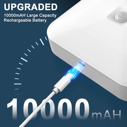 WhitePoplar Rechargeable Motion Sensor Closet Light, Rechargeable Battery Operated Ceiling Light Wireless, 500LM Wireless Motion Activated Light for Shower Stairs Hallway Pantry Porch Garage, 5000K
