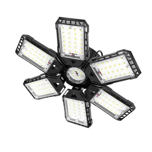 Aoretic LED Garage Lights 1 Pack -180W, 18000LM 6500K Led Shop Light with 6+1 Deformable Panels, Basement Barn Light Garages Ceiling Lights, E26/E27 for Garage, Warehouse, Shop