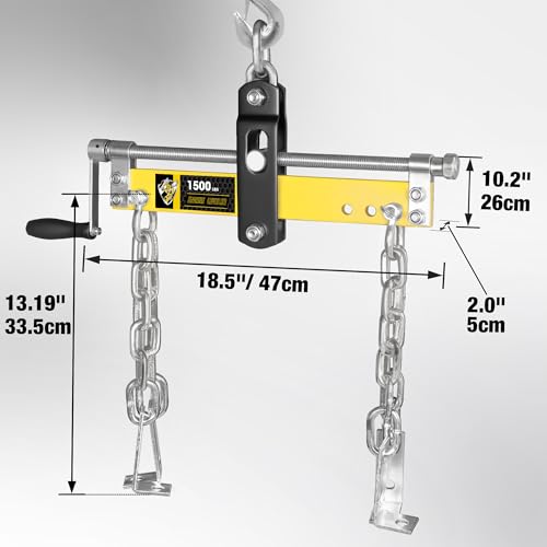 YELLOW JACKET Engine Hoist Shop Crane Engine Leveler 1500lbs Steel with Ball Bearing and Adjustable Handle