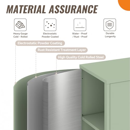 Steehoom Locker Cabinet, 59.06" H Green Metal Locker Storage Cabinet for Employees with Locking Door and 2 Shelves Kids Locker Tool File Cabinets for Garage