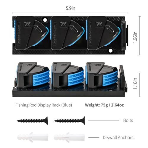 RESTCLOUD Fishing Rod Holder Vertical, Fishing Pole Holders for Garage, Fits 3-19mm Rod Diameter (3 Slots)