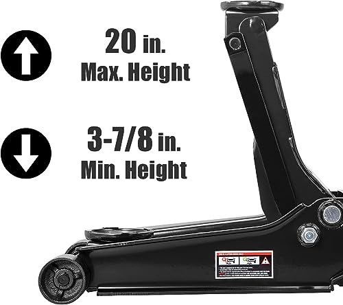 Torin Low Profile Hydraulic Floor Jack with Dual Quick Lift Pump, 4 Ton (8,000 lb) Capacity, Black