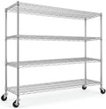 Mapleyard Chrome Storage Shelves with Wheels 55.5" W Garage Shelving Heavy Duty 4 Tier Adjustable Wire Shelving Unit Metal Shelving for Garage Pantry Commercial Basement,55.5" Wx24 Dx76 H