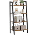 VASAGLE BARNET Collection - Ladder Shelf, Bookshelf, Storage Rack, Modern Bookcase for Living Room Home Office Kitchen, Steel Frame, 4-Tier, 22-Inch Wide, Rustic Brown and Ink Black ULLS44X