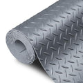 SEAL 4 x 8 FT Premium Garage Floor Mat, Solid 2.8mm Thick Lay-Flat Gray Commercial Grade Heavy Duty Parking Mat for Golf Cart, Workbench, ATV, Water/Stain Resistant Runner (Embossed Diamond Plate)