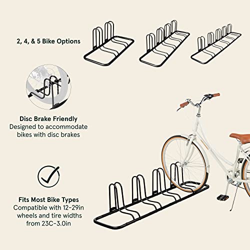 Retrospec Stash Garage Bike Rack, Weather Resistant Fine Powder Steel Coating Fits Wheels up to 3", Black, 4-Bike Rack L:59'' x W:14.5'' x H:14'', Fits 12”-29” wheels & 23C-3.0" tire widths