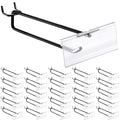 Tandefio 50 Pack 4 Inch Black Metal Peg Board Hooks with Clear Plastic Label Holder Stainless Steel Display Pegboard Hooks for 1/8'' to 1/4'' Pegboard Wall for Garage Storage Retail Shop Supplies
