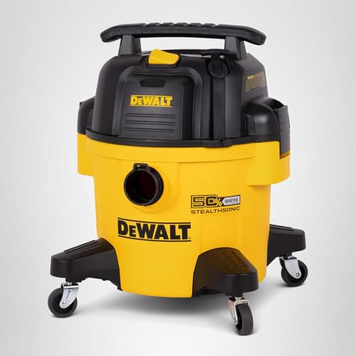 DEWALT STEALTHSONIC Wet Dry Shop Vac 6 Gallon, Shop Vacuum Wet and Dry 5 HP, Ultra Quiet Shopvac with Powerful Suction, Wet Dry Vacuum Cleaner for Home, Garage, Workshop, Jobsite, DXV06P-QT