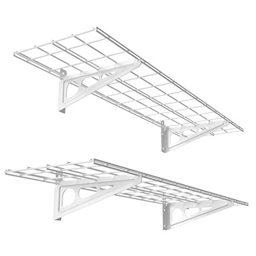 FLEXIMOUNTS WR14-SBA 1' x 4' Wall Shelf Garage Storage Rack (2 Pack), White, 12" x 48"