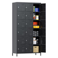 GangMei Lockers for Employees, 18 Doors Metal Storage Locker with Card Slot and Ventilation Holes for Office Home School Gym Garage, Black, Assembly Required
