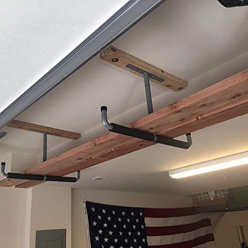 Ihomepark Overhead Garage Storage Rack, Heavy Duty Ceiling Mounted Garage Hooks Utility Hanger for Lumber Bike Tools(4 Pack, Black)