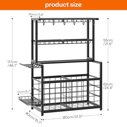 HOOBRO Sports Equipment Garage Organizer, Ball Storage Rack with Basket, Heavy Duty Ball Holder with Hooks, for Outdoor, Garage, Club, Basement, Black BK80JJ01