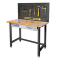 Seville Classics Pegboard Workcenter with 23 Peg Hook Assortment and Drawer Table, 48", Satin Graphite