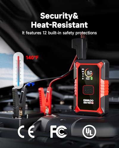 GOOLOO A5 Jump Starter with Air Compressor, 4000A Car Battery Jump Starter (All Gas/10.0L Diesel) with 160PSI Tire Inflator Auto-Off, 45W PD Fast Charging, 12V Jump Box Car Jumper Starter Portable