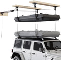 Pacikwest Garage Ceiling Storage Lift System Roof Top Tent Hoist, Heavy Duty Overhead Pulley System for Garage Storage Rack, 4-Point Lift 250lb Capacity, Adjustable Straps Fits 8-16ft Ceiling