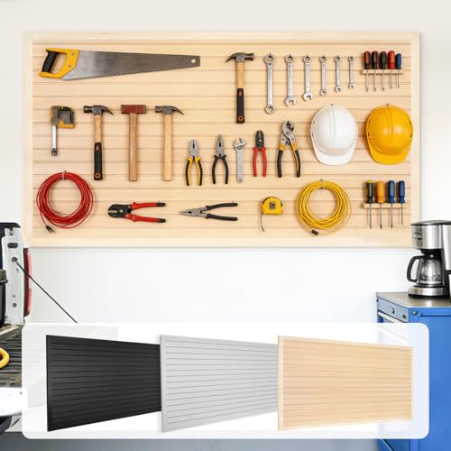 [8x4 Ft²] PVC Slat Wall Paneling, Adjustable Slatwall Panels with Coupling Structure, Slatted Wall Panel System with Customizable Storage Options, DIY Cutting & Easy-to-Install Slatwall Board Shelves