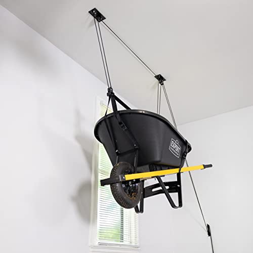 StoreYourBoard Wheelbarrow Ceiling Hoist, Essential Garage Storage Pulley System (8 ft - 10 ft Ceiling)