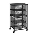 Rolling Cart with Drawers, 4-Drawer Storage Cart on Wheels with Wooden Top, Metal Utility Cart with Storage Drawers, Craft Storage Art Cart for Classroom, Office, Kitchen, Bedroom,Patent Pending