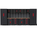 Tsnritor Garage Storage Cabinet System, 12PCS Garage Cabinets and Storage System Kit Workshop Set with Steel Cabinet, Cabinet Drawers, Workbench, Red Handle