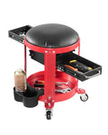 VEVOR Rolling Mechanic Stool with Wheels, 300 lbs Capacity Garage Seat/Work Stool, Padded Roller Creeper Seat with Fixed Height, Tool Tray and 2 Drawers, for Garage, Shop & Auto Repair, Red+Black
