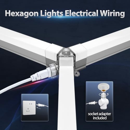 Litezone Hexagon Garage Lights: 322W 11 Grids Hexagon LED Lights - Easy Install 6500K Super Bright Honeycomb Lights Ceiling for Garage, Warehouse, Car Detailing Shop, Exhibition Hall, Gym