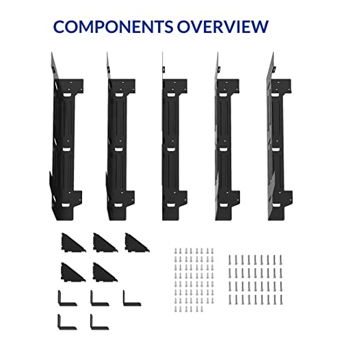 FLEXIMOUNTS Universal Steel Workbench Kit 5 Legs L Shaped Heavy Duty Work Bench for Garage Storage Shelving Workbenches Frame Black Customizable Work Table Brackets, Lumber Not Included
