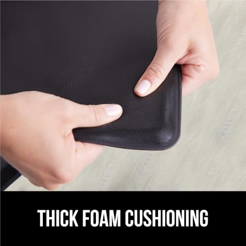 GORILLA GRIP Comfortable Cushioned Kitchen Mats for Floor, 1/2 Inch Thick Ergonomic Standing Desk Anti Fatigue Mat, Waterproof and Stain Resistant Pebbled Top, Padded Foam Rug, 17x24 + 17x48, Black