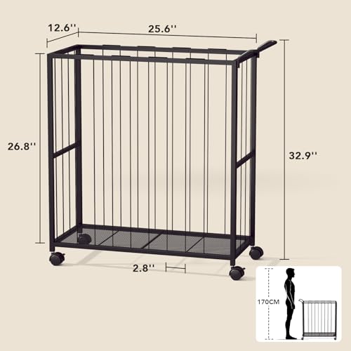 Homsorout Ball Storage Bin Rolling Sports Ball Cart, Metal Garage Organizer Sport Rack, Ball Basket Storage, Ball Cage for Garage or Gym, Indoor & Outdoor Sports Equipment Organizer Black