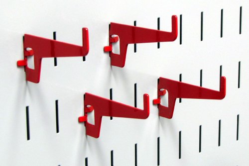 Wall Control 2-7/8in Long Reach Hook Pack - Slotted Metal Pegboard Hooks Pegboard and Slotted Tool Board - Red