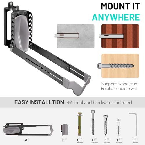 Swivel Bike Rack Wall Mount, Bike Hangers for Garage, Space-Saving Vertical Bike Holder, Holds up to 77 lbs, Bicycle Wall Hanger Storage, No Heavy Lifting Required Indoor Hanging Bike Rack-Gray