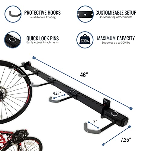 StoreYourBoard Bike Storage Rack – Heavy Duty Garage Bike Rack for 5 Bicycles, Space-Saving Vertical Bike Rack, Adjustable Wall Bike Mount for Garage Organizer, Bicycle Hanger, Holds 300 lbs