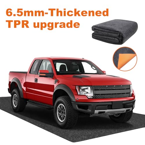 LMRSTOO 17 * 7.4 Ft Heavy Duty Oil Spill Mat, 6.5mm Thickened Extra Large Garage Floor Mat for Under Car, 1/4" Waterproof Rubber Backing Absorbs Oil Quickly, Washable, Reusable, Durable, Non-Slip