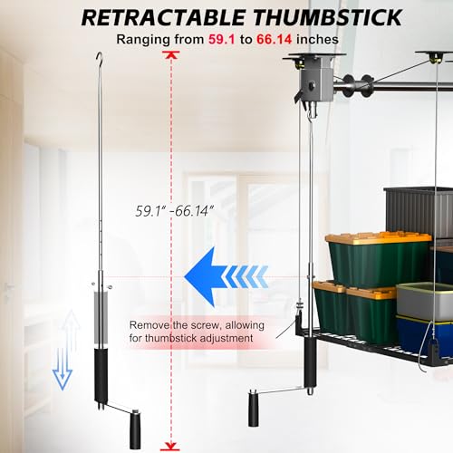 Soywey Garage Ceiling Storage Racks,4x4 FT Garage Storage Lift with Secure Lock,Heavyweight Overhead Rack for Easy Up Down,Industrial Elevator System Holds 400 Lbs