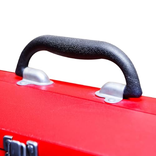 BIG RED ATB213-1 Torin Portable Steel Tool Box: 16" Hip Roof Style with Metal Latch Closure, Red