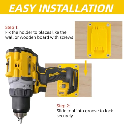 Ryzljss 20 Pack Tool Battery Packs Mount Bracket Compatible with Dewalt 20V 60V Battery Drill Tools, 10 PCS Tool Mount Bracket and 10 PCS Batteries Packs Mount Bracket with Screws