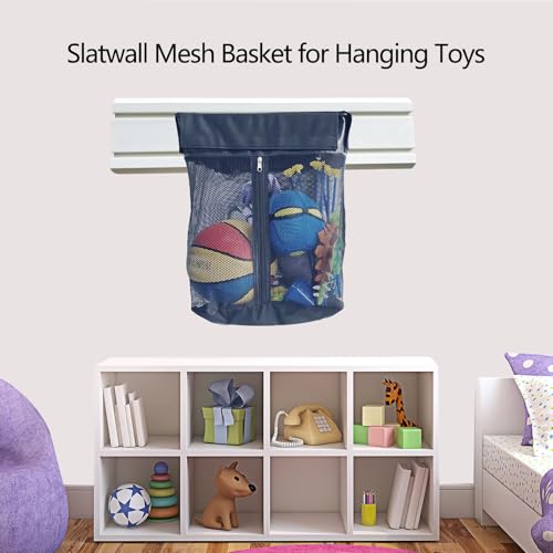 ATOOLA Mesh Storage Basket for Slatwall, Collapsible Slatwall Basket with Zipper, Hanging Slatwall Accessories, 2 Pack