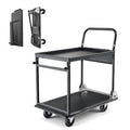 VEVOR Heavy Duty 2 Tier Platform Hand Truck, 700 lbs 2 Tier Push Tool Cart with High-Strength Steel, Utility Cart for Warehouse, Garage, Workshop, Office