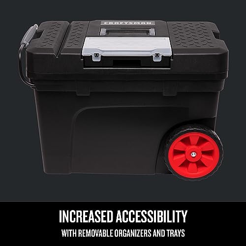 CRAFTSMAN Rolling Tool Box with Wheels, Includes Organizers and Trays, Heavy Duty Plastic, Lockable, 15.2 Inch (CMST33026)