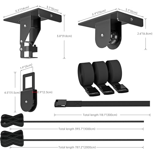 TRUSOON Ceiling Storage Hoist for Cargo Box - Heavy Duty Garage Storage Lift - Garage Pulley Lift System for Rooftop Carriers, Holds up to 150 lbs Capacity and Fit 10-14 Foot Tall Garage Ceilings